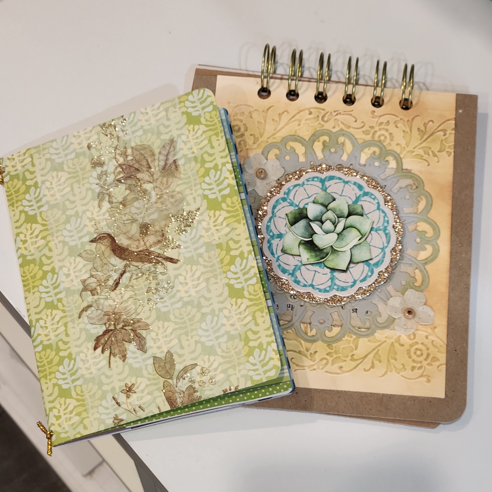 Floral Green and Beige Notebooks